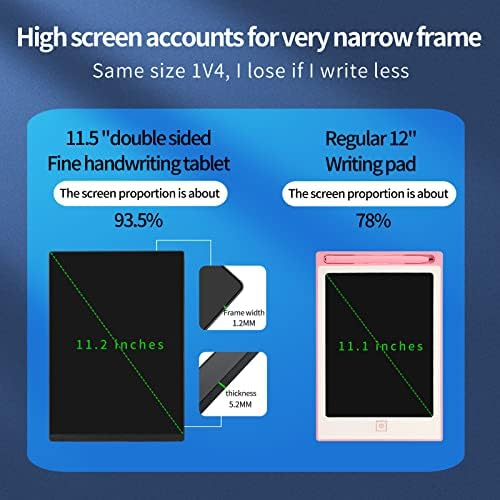 LCD Writing Tablet 2 Sides Screen Erasable Reusable 11.5inch and 10.5inch Electronic Drawing Pads Portable Scratchpad for Kids Adults Home Office (Black)