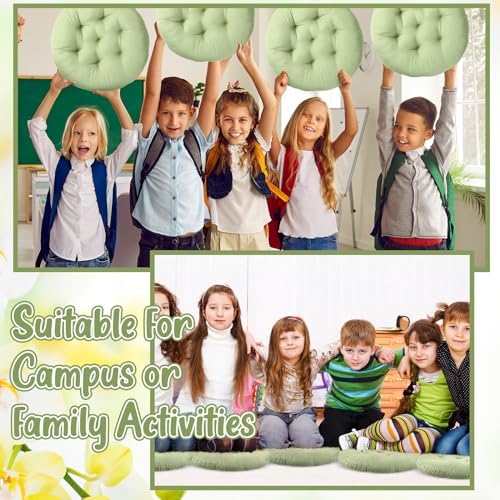 Fumete 12 Pcs Round Floor Pillows Cushions Seating 16 x 16 Inches Floor Round Cushions for Kids Toddlers Flexible Reading Chair Pillows for Classroom Home School Playing Supplies(Green)