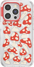 PopSockets iPhone 14 Pro Case with MagSafe, Phone Case for iPhone 14 Pro, Grip Sold Separately, Wireless Charging Compatible - Red Shrooms