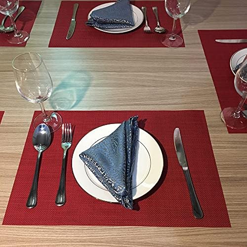WAZAIGUR Placemats Crisscross Woven Vinyl Place Mats Set of 4 Red