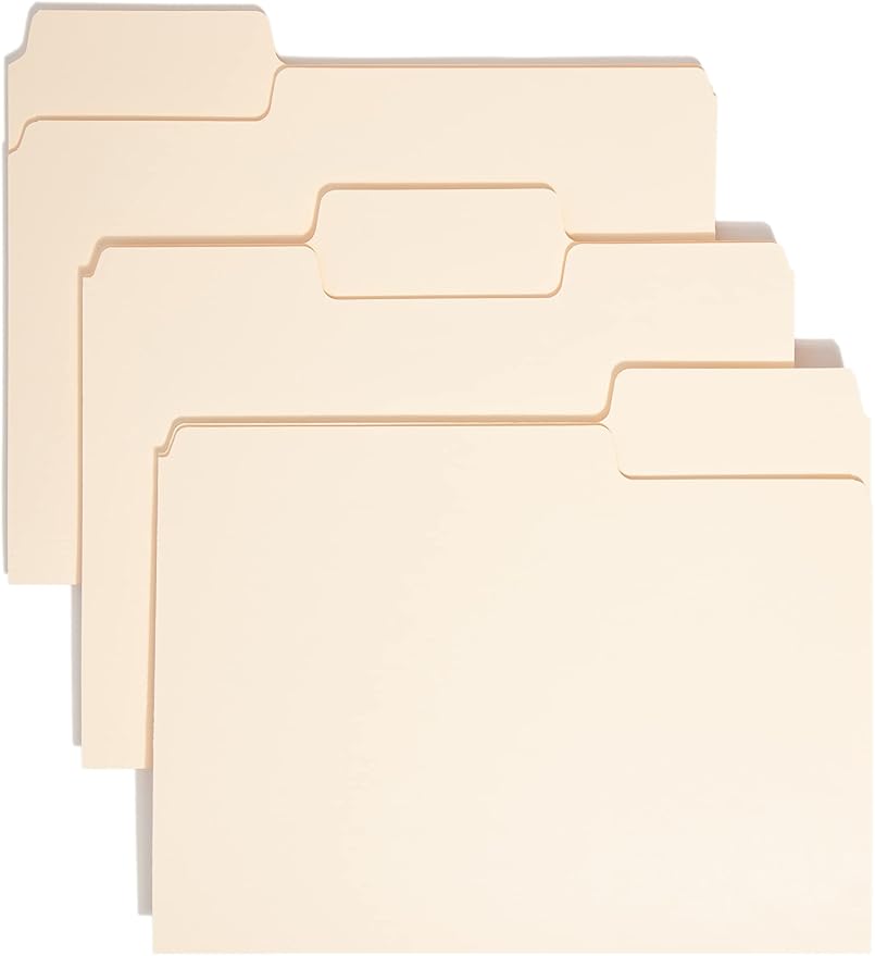 Smead SuperTab Heavyweight File Folder, Oversized 1/3-Cut Tab, Letter Size, Manila, 50 Per Box (10401)