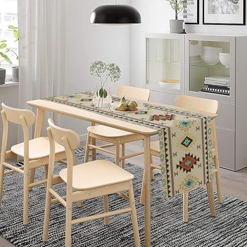 Aztec Southwest Table Runner,Ethnic Style Design Geometric Table Runners Dresser Scarves Table Setting Decor for Garden Farmhouse Wedding Party Holiday Dinner Home 13x36 in