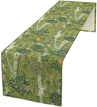 William Morris Original Design Green Table Runner Vintage Floral Table Runner for Dining Table Decor 13 x 60 Inch