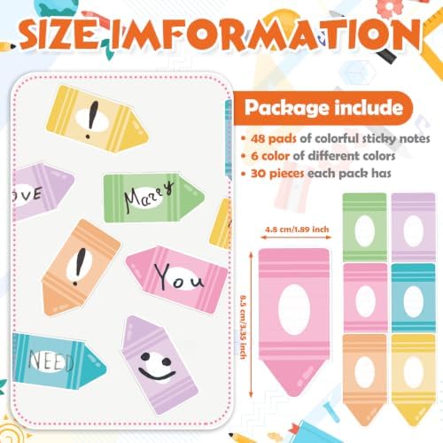 Back to School Sticky Notes Pastel Crayon Classroom Decor Supplies