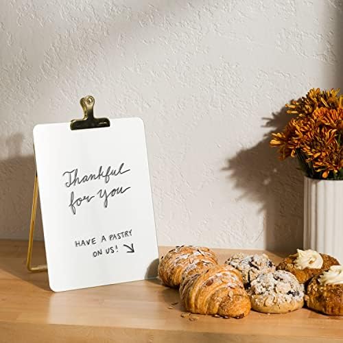 U Brands Glass Dry-Erase Desktop Easel, Tempered Glass, Gold Metal Stand, Removable Clip (Pack of 2)