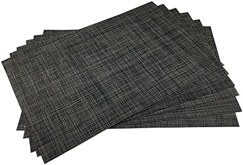 WAZAIGUR Placemats Crisscross Woven Vinyl Place Mats Set of 6 Grey