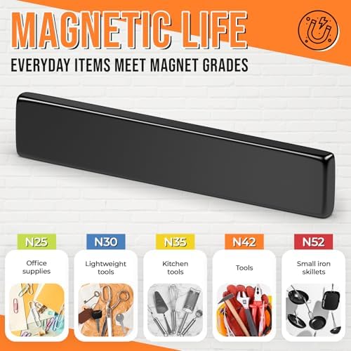 FINDMAG 12 Pack Magnet Strip, Strong Magnet, Black, 2.36x0.39x0.12in