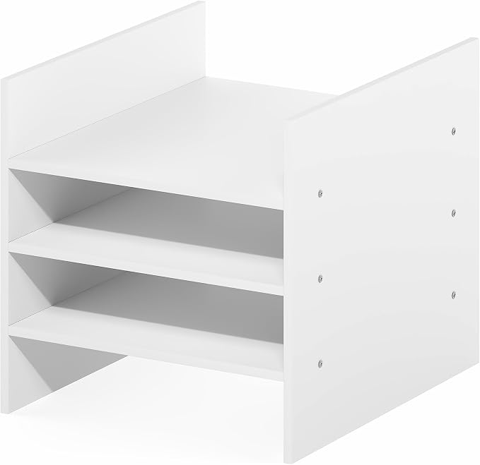 Furinno Cubicle 3-Shelf Cube Insert, 3-Tier Cube Organizer, White | 12.9W x 12.9H, Shelf Accessory, Fits into Furinno Triple Thick Cubes, IKEA Kallax, for Organizers and Storage,