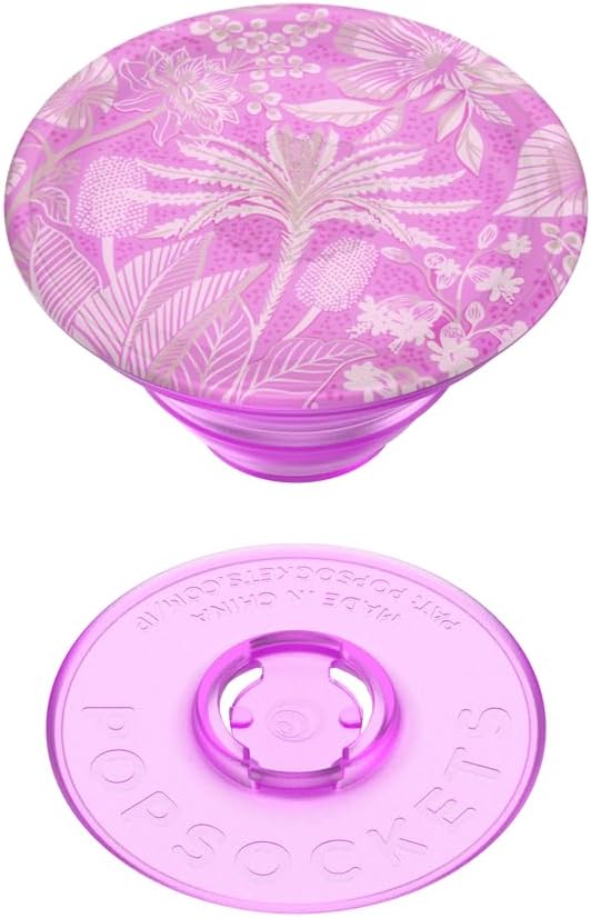 PopSockets Adhesive Phone Grip, Holder- Vivid Pink | Secure Comfortable Hold, Anti-Drop, Kickstand, Plant, Flower, Floral
