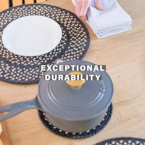 Homespice Manchester Jute Braided Coasters, Round 4" Set of 6