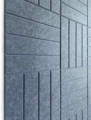 Felt Bulletin Board Tiles | Modern Cork Board Alternative | Large Cork Boards for Walls | Aesthetic Felt Wall Panels for Office & Home Decor | Pinboard & Photo Board (12-Pack) | Denim Blue