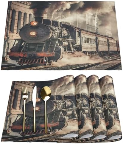 Placemats Set of 4 Washable Linen Place Mats Cloth Table Mats 12x18 Inch