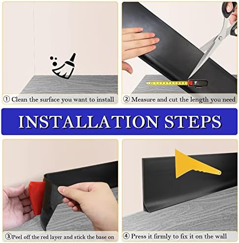 LSGCQ Vinyl Baseboard Molding Trim 4 Inch Self-Adhesive Vinyl Wall Base