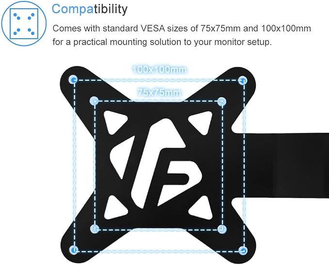 IFCASE Universal Back of Monitor, Monitor Arm Extension Metal VESA Mount Adapter Extender Plate for Mini PC CPU Computer Compatible with Intel NUC (Black)