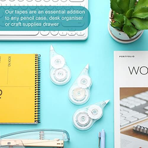 Nezyo 50 Count Clear Correction Tape, Back to School Supplies Transparent Correction Roller, Universal Correct Dispenser for School Office Teachers Students Corrector(White)