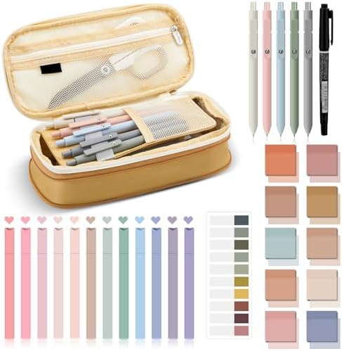 Jutom 39 Pcs Aesthetic Book Annotation Kit,Khaki,Cute Style