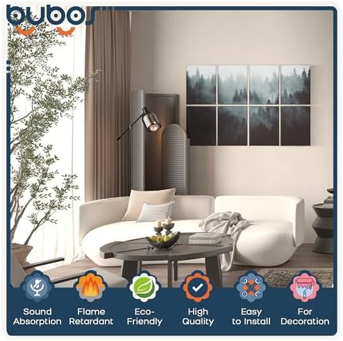 BUBOS 8 Pcs Art Acoustic Wall Panel,47.2”x31.4”Self Adhesive for Home Decor