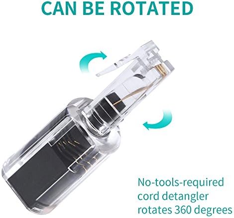 (Value Pack of 20 360° Phone Cord Detangler Landline Telephone Extended Rotating Black