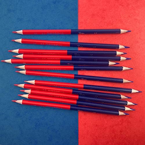 Kores - Twin: Double-Sided Red and Blue Pencils for Children and Students, Soft Lead and Triangular Ergonomic Shape, School Supplies for Writing and Correcting, Pack of 12