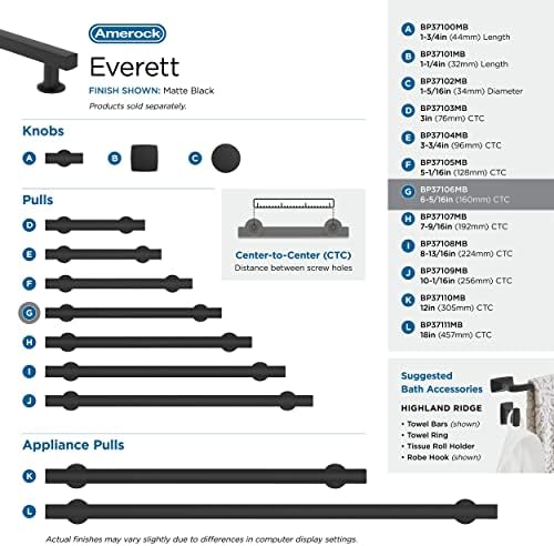 Amerock 6-5/16" Everett Matte Black Drawer Pull