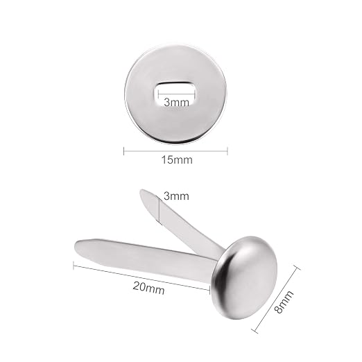 Mudder 100 Pieces Brass Paper Fasteners Paper Brads, and 300 Pieces Washers with Hole Punch for DIY Craft Scrapbooking School Supplies(3/4 Inch Long,Silver)