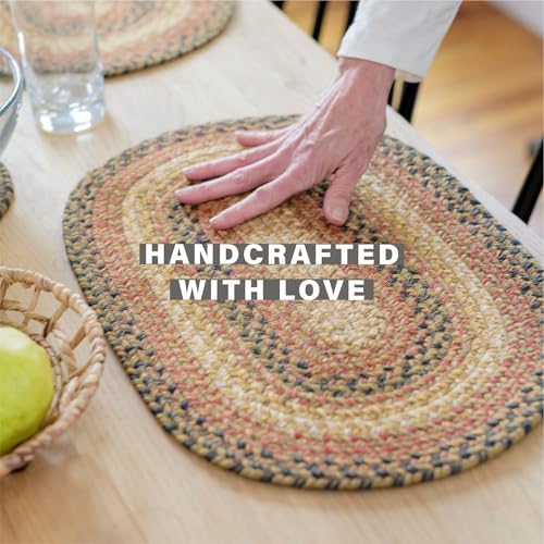 Homespice Russet Braided Placemats for Country Decor, Oval 13x19 Set of 4