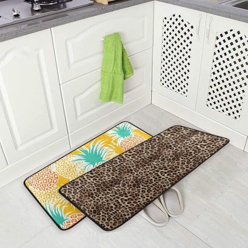 Sexy Leopard Print Kitchen Rug Floor Comfort Mats Bath Rugs Entryway Welcome Non Slip Area Rug for Bedroom Living Room Doormats Home Decor 39" X 20"