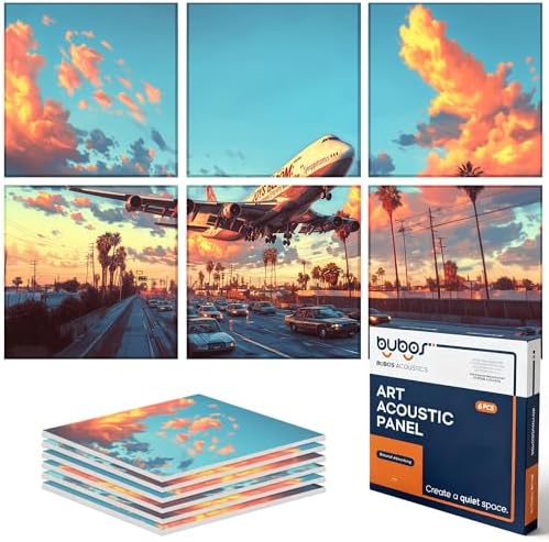 BUBOS 6 Pcs Art Acoustic Wall Panel,70.8”x47.2”Self Adhesive for Home Decor