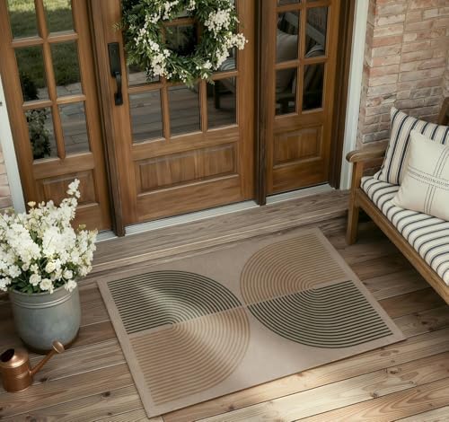 Lahome Enfys Rainbow Easy Jute Rug, 2x3 Entryway Rug Indoor Outdoor Front Door Mat, Farmhouse Neutral Non Slip Non Shedding Washable Kitchen Mats for Floor Foyer