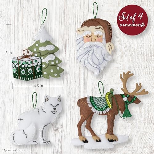 Bucilla Felt Applique 4 Piece Ornament Making Kit, Nordic Noel, Perfect for DIY Arts and Crafts