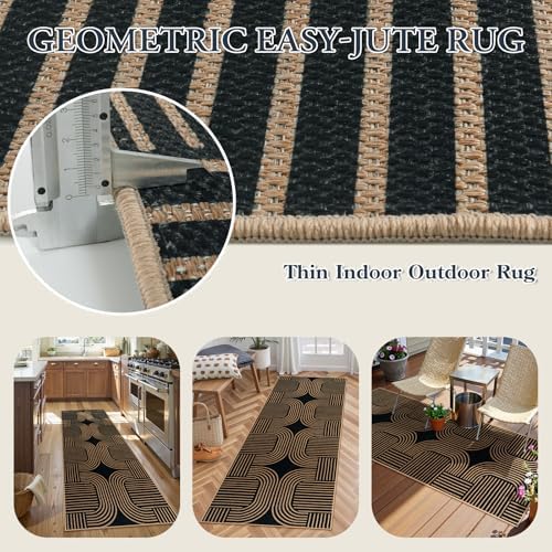 Lahome Modern Geometric Runner Rug, 2x6 Laundry Room Rug Runners for Hallways Non Slip, Washable Outdoor Carpet with Rubber Backing, Farmhouse Non Shedding Kitchen Mats for Floor Entryway
