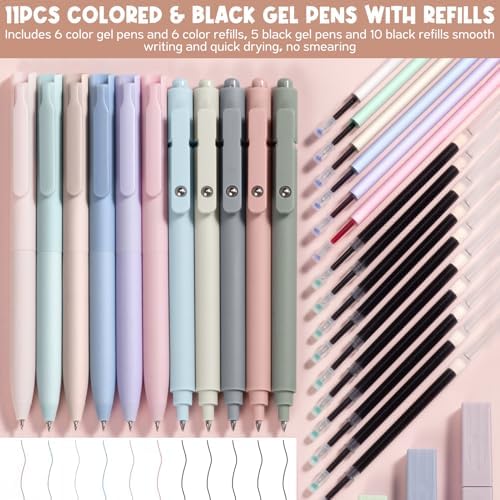 65PCS Aesthetic School Supplies Back to School Supplies Cute Stationary Set | College Essentials Kit with Pencil Case, Pastel Highlighters Gel Pens Mechanical Pencil Set 0.5 0.7 & 2.0mm for Student Girls
