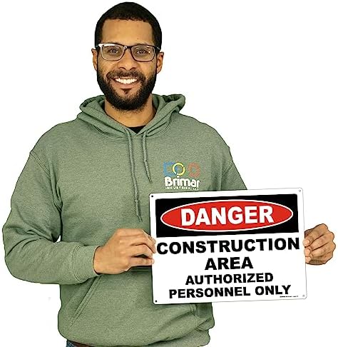 BRIMAR Danger Construction Area Safety Sign, 14 X 10 in, Aluminum