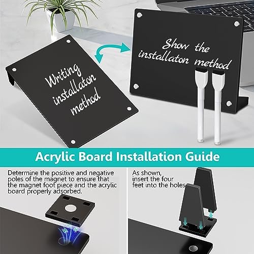 2PCS Black Acrylic Weekly Dry Erase Board with Stand for Desk, 12x8 Small Desktop Whiteboard Magnetic Fridge Calendar Memo Board, Daily Planner Blackboard Easel for Office, School