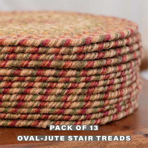 Homespice Harvest Jute Braided Stair Treads, Oval 8x28 Set of 13