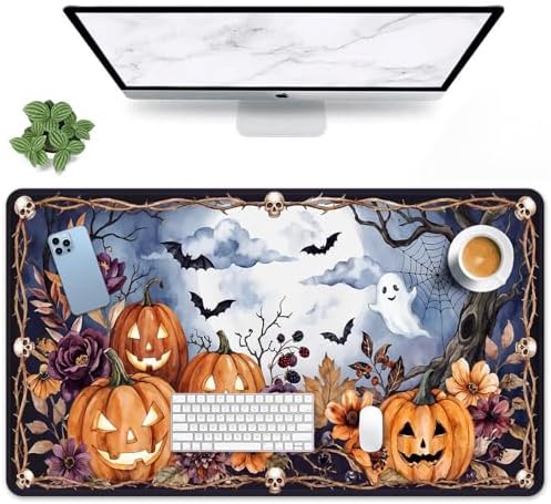 Britimes Large Mouse Pad, Mouse Pad, 31.5 x 15.7 Inch, Halloween Skull