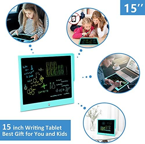 15 Inch LCD Writing Tablet, Colorful Doodle Board Drawing Pads, Educational Birthday Gift Toys for 3-6 Years Old Kids Toddler (Blue)