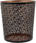Deco 79 Metal Round Small Waste Bin with Laser Carved Design, 9" x 9" x 10", Black