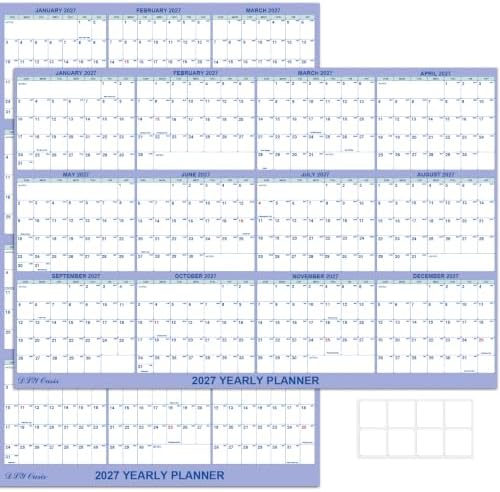 24" x 36" 2027 Wall Calendar 12 Month, Folded Wet & Dry Erasable Planner