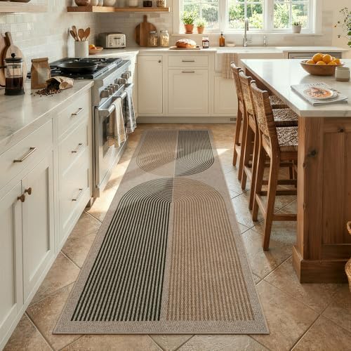 Lahome Enfys Modern Rainbow Easy Jute Rug, 2x8 Hallway Runner Washable Rugs for Entryway Farmhouse Kitchen Rug, Non Slip Indoor Outdoor Carpet Contemporary Throw Door Mat for Bedroom Porch