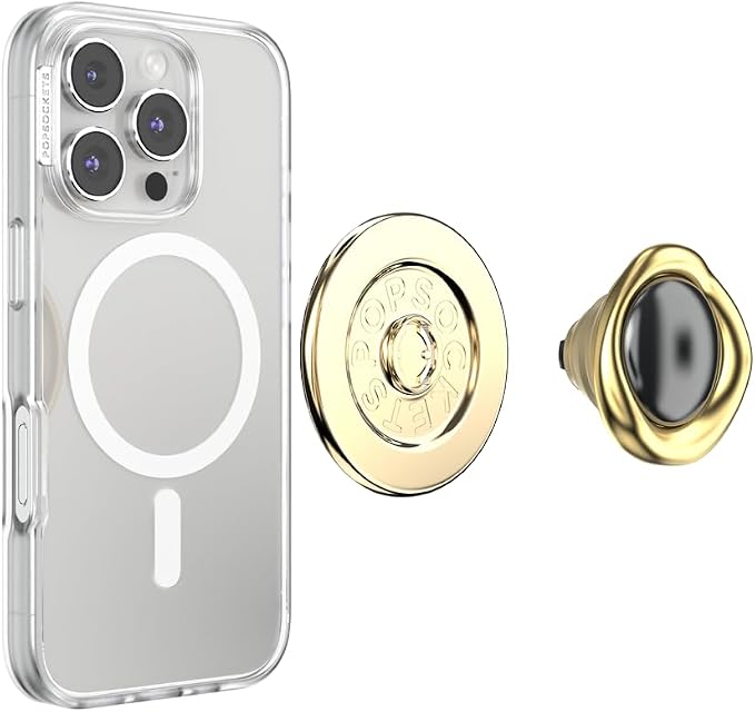 PopSockets Phone Grip for MagSafe, Magnetic Holder- Beholder Eye Gold | Removable, For Kindle / Android / iPhone, With Magnet, Pearl, Pretty, Bling, Crystal, Enamel, Designs