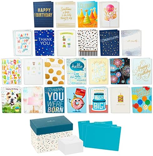 Hallmark All Occasion Cards - Assortment of 24 Handmade Greeting Cards, Painted Dots - Birthday, Baby Shower, Wedding, Sympathy