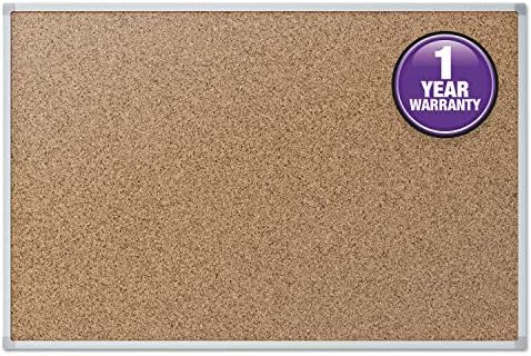 Mead Corkboard, 4' x 3' Bulletin Board, Aluminum Frame Cork Board (85362)