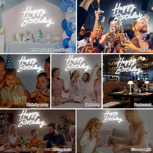 Happy Birthday Neon Sign for All Partys, Large Size-23 x 14inch, Led Neon Signs With Dimmable Switch for Wall Decor, Photo Backdrop (Power by USB)-by Colysor