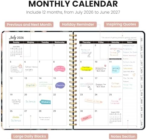 ZOTIA Planner 2026-2027 Jul 2026-Jun 2027 Academic Monthly & Weekly Planner