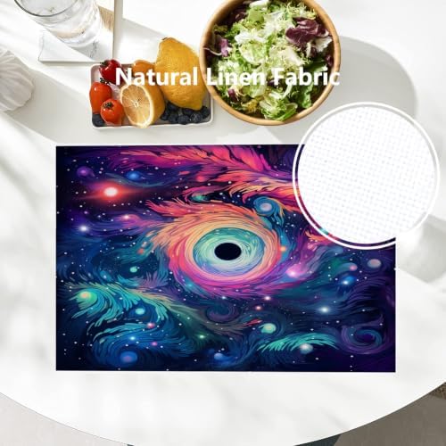 Batmerry Blue Winter Snowflakes Linen Placemats Set of 6, Seamless Blue Abstract Geometric Washable Table Mats for Kitchen Table Thickened Heat Insulation Dining Set Indoor Outdoor 12X18 in