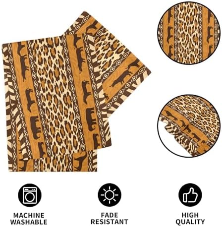 ALAZA Double-Sided African Leopard Print Table Runner 18x72 Inches Long,Table Cloth Runner for Wedding Birthday Party Kitchen Dining Home Everyday Decor