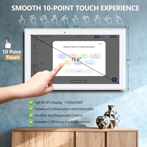 15.6 Inch Digital Calendar Wall Touch Screen Chore Chart, HD Electronic Smart Family Calendar Interactive Display Calendar and Cloud Photo, Gifts for Women Men Kids, Gifts for Mom Dad