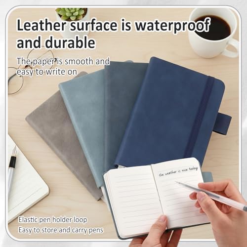 Ceenna 16 Packs Pocket Small Notebook Journals with Pen Holder Mini Notebook Bulk 192 Pages/96 Sheets Hardcover with Thick Lined Paper 3" x 4.4" A7 Small Notepad Neutral Color for Office Journey