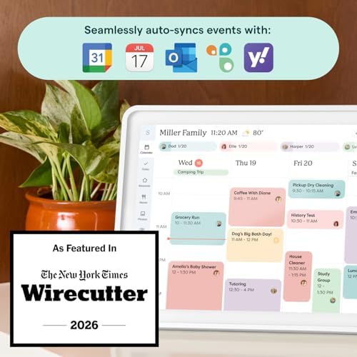 Skylight Calendar 2 – 15" Touchscreen Digital Calendar, Shadowbox, Silver